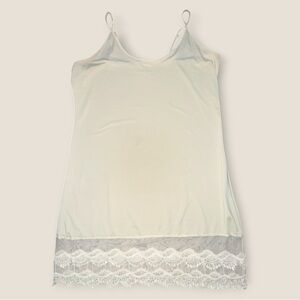 Venus Lace Hem Slip Dress Extender Ivory Boho Layering Cami Women L